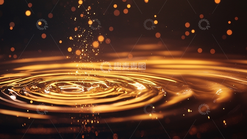 高清大图下载【趣麦麦图】金色水滴溅起的涟漪