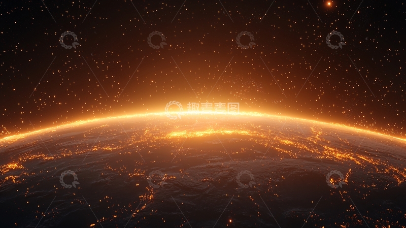 高清大图下载【趣麦麦图】地球夜景星空背景