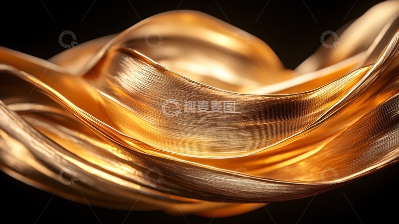高清大图下载【趣麦麦图】金色波浪抽象艺术背景