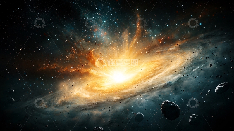 高清大图下载【趣麦麦图】壮丽星云中心爆发光芒