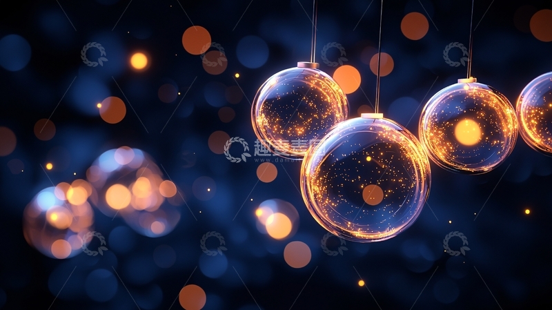 高清大图下载【趣麦麦图】悬挂的玻璃球装饰灯效果