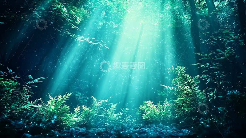 高清大图下载【趣麦麦图】阳光穿透森林的神秘景象