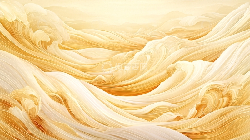 高清大图下载【趣麦麦图】金色波浪抽象艺术背景