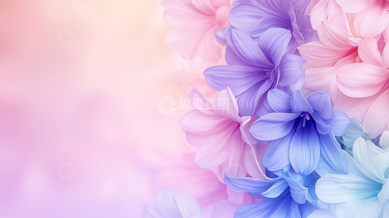 高清大图下载【趣麦麦图】粉色紫色花朵梦幻背景