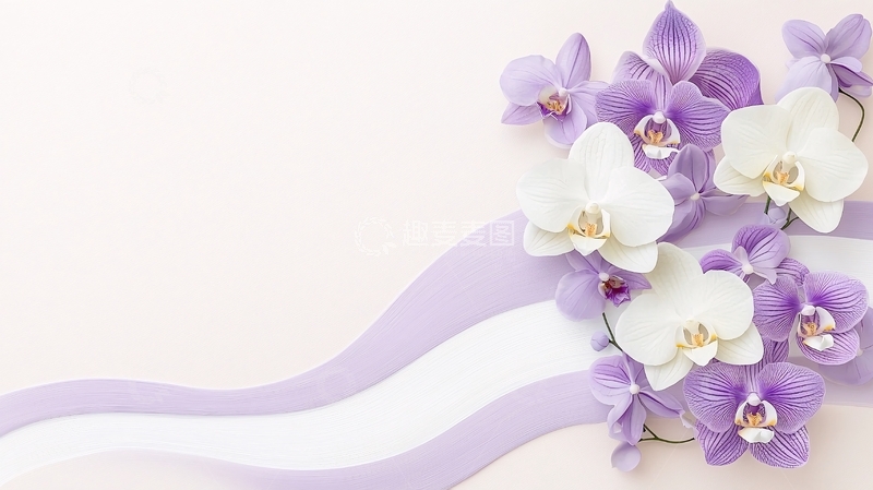 高清大图下载【趣麦麦图】淡紫色兰花与白色兰花