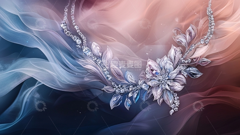 高清大图下载【趣麦麦图】精美银色花卉珠宝