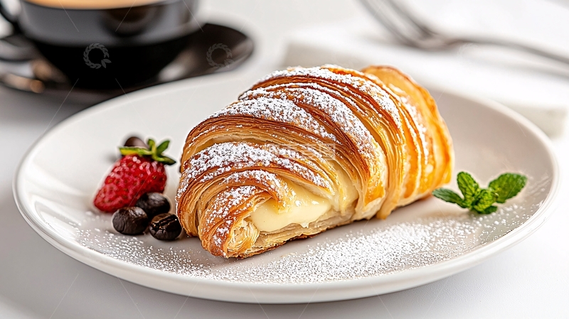 高清大图下载【趣麦麦图】奶油馅可颂佐水果摆盘