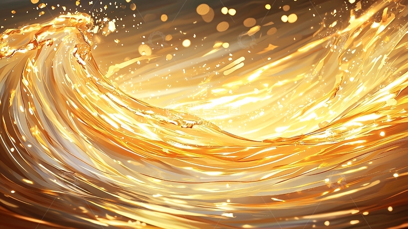 高清大图下载【趣麦麦图】金色波浪动态流动背景