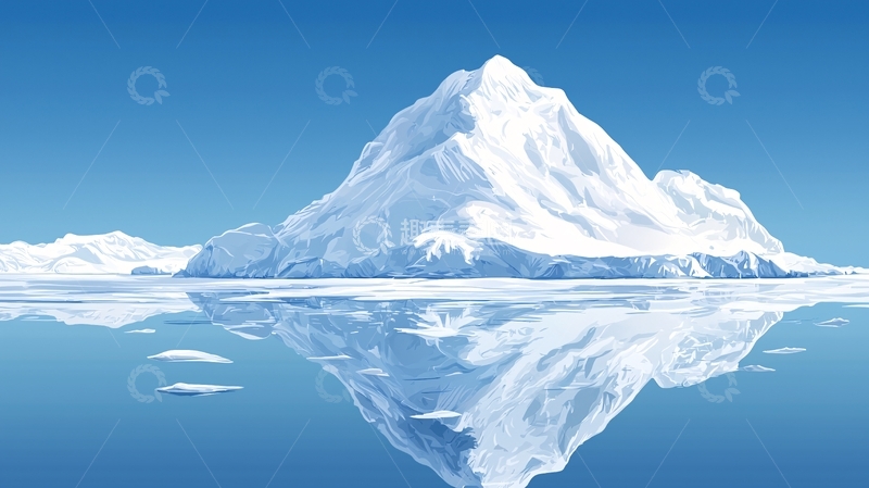 高清大图下载【趣麦麦图】冰山倒影在平静水面