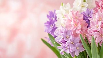 粉色紫色风信子花束