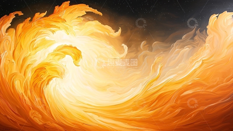 高清大图下载【趣麦麦图】火焰海浪艺术插画