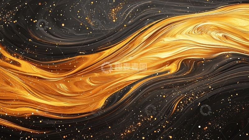 高清大图下载【趣麦麦图】金色流动抽象艺术背景