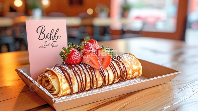 高清大图下载【趣麦麦图】精致的巧克力草莓可丽饼卷