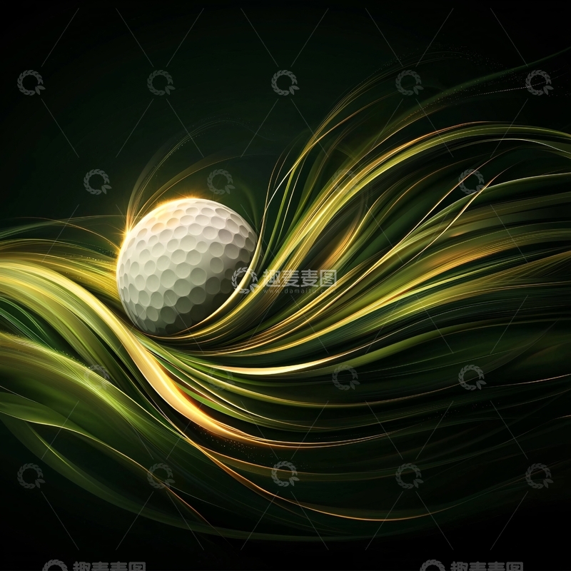 高清大图下载【趣麦麦图】高尔夫球在发光草丛中