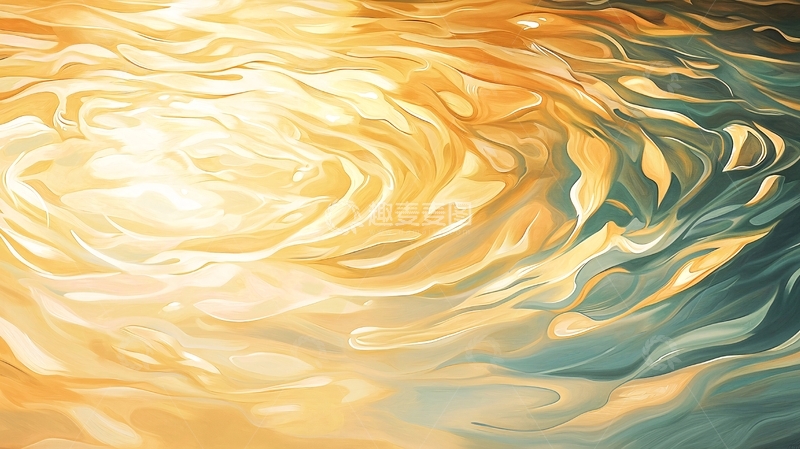 高清大图下载【趣麦麦图】流动的金色与蓝色抽象艺术背景