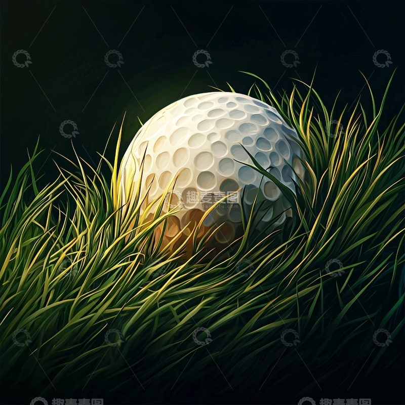 高清大图下载【趣麦麦图】高尔夫球在绿草中
