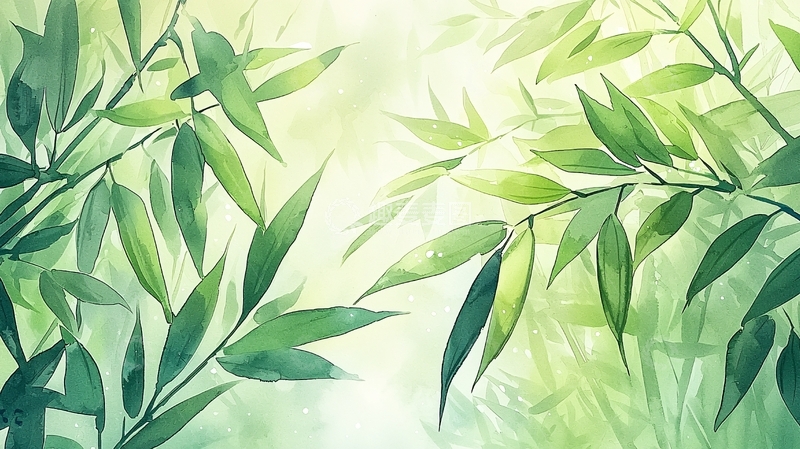 高清大图下载【趣麦麦图】清新淡雅的竹叶