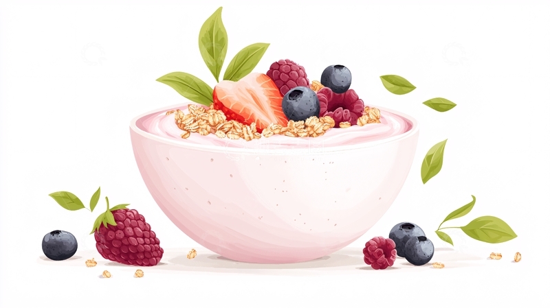 高清大图下载【趣麦麦图】早餐燕麦片水果碗