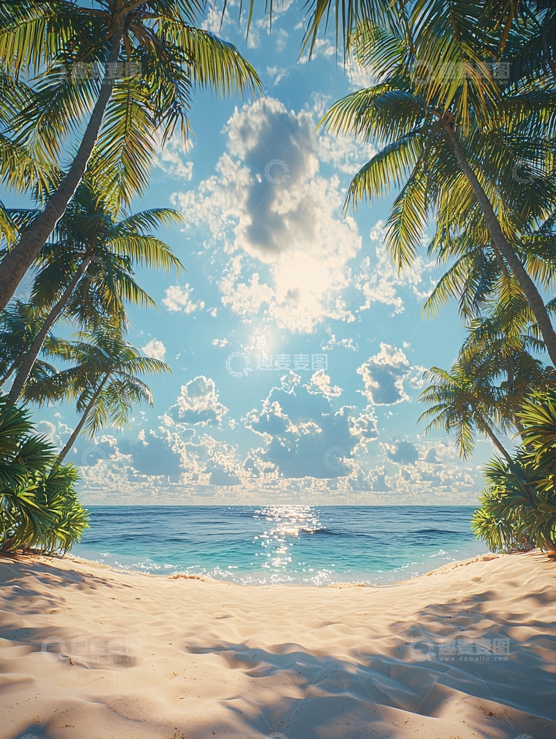 高清大图下载【趣麦麦图】海滩椰树阳光