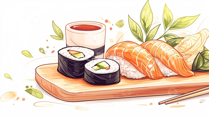 高清大图下载【趣麦麦图】日式寿司盘中餐食特写