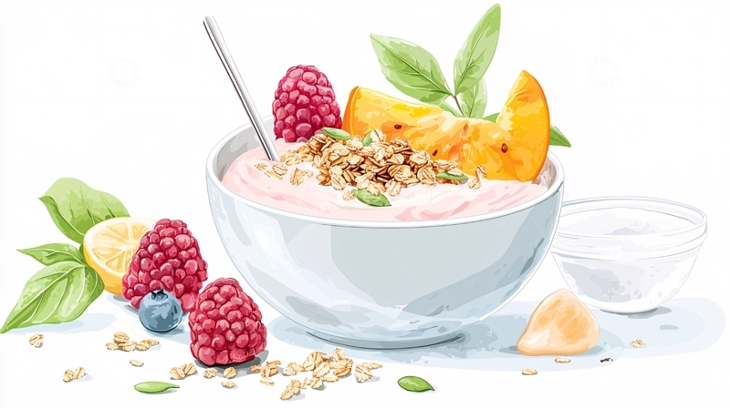 高清大图下载【趣麦麦图】美味的早餐燕麦水果碗