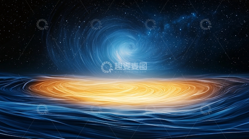 高清大图下载【趣麦麦图】星河漩涡与波光粼粼的海洋