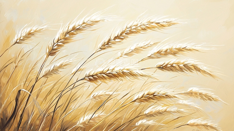 高清大图下载【趣麦麦图】金色麦田油画背景图