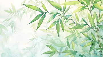 水彩竹叶清新淡雅背景