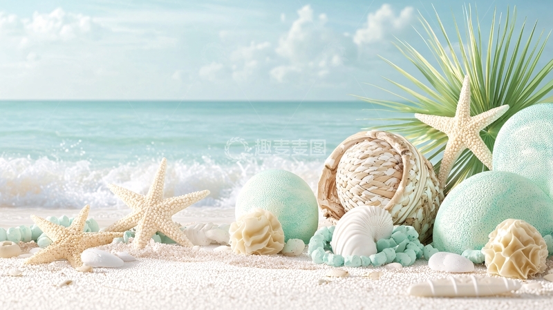 高清大图下载【趣麦麦图】海滩清新静物场景