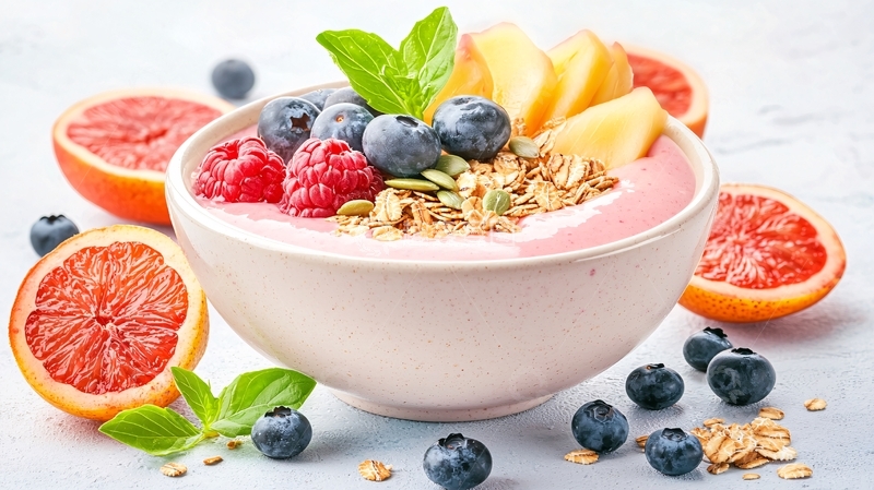 高清大图下载【趣麦麦图】美味早餐碗：酸奶