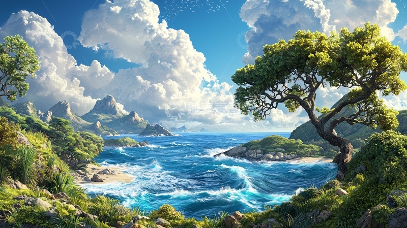 高清大图下载【趣麦麦图】海边山崖的壮丽景色