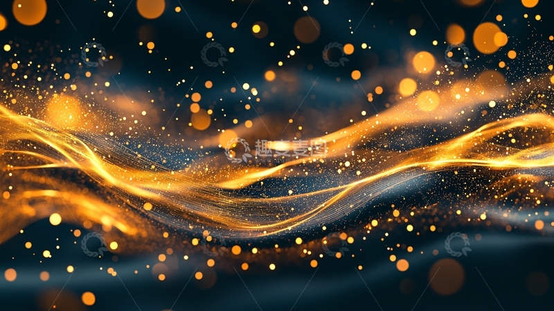 高清大图下载【趣麦麦图】金色波浪粒子背景