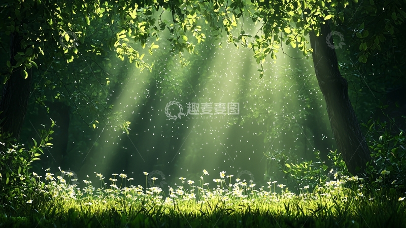高清大图下载【趣麦麦图】森林阳光穿透