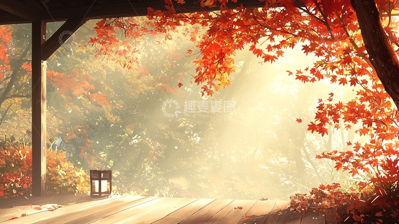 高清大图下载【趣麦麦图】秋日阳光下的日式庭院