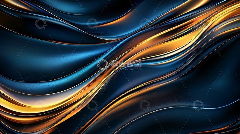 高清大图下载【趣麦麦图】金色波浪抽象背景