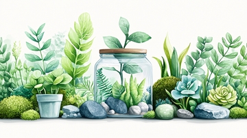 植物生态瓶微距特写