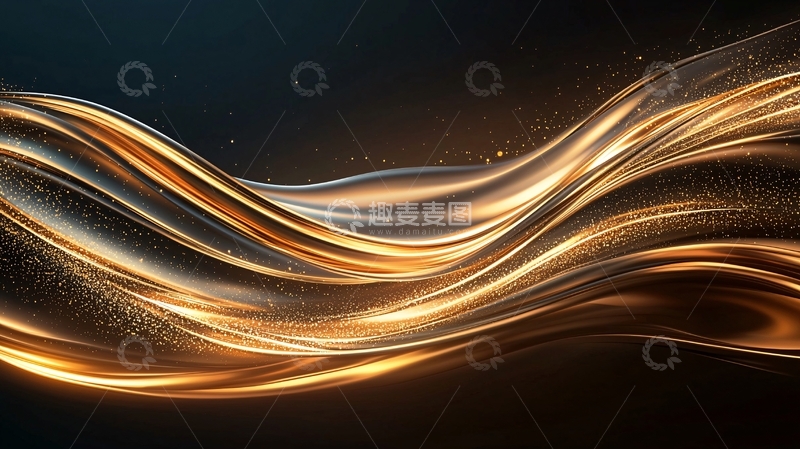 高清大图下载【趣麦麦图】金色波浪光效背景素材