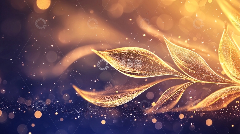 高清大图下载【趣麦麦图】金色光晕下的叶子背景