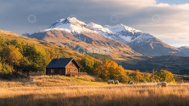 高清大图下载【趣麦麦图】秋季山间小屋