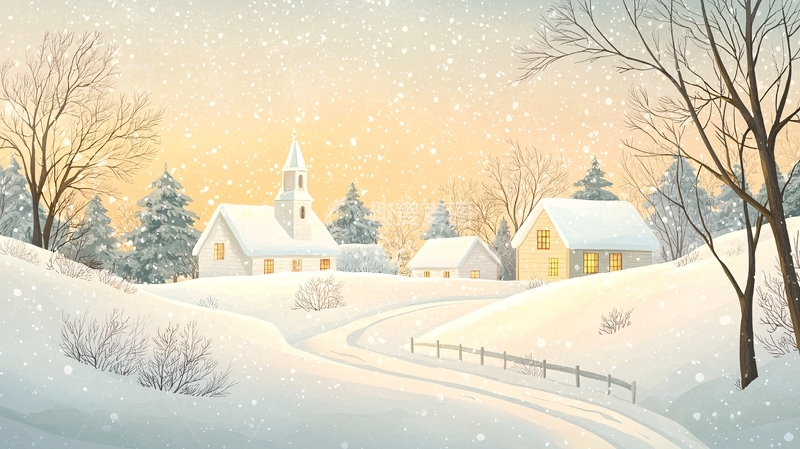 高清大图下载【趣麦麦图】雪中小镇的恬静冬日