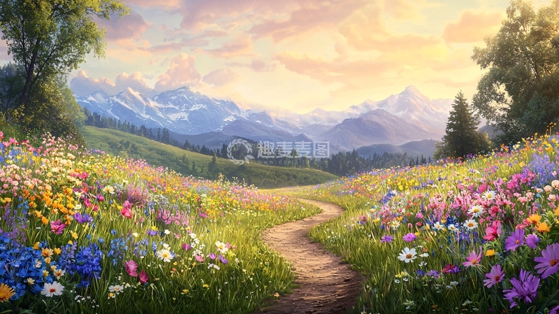高清大图下载【趣麦麦图】鲜花盛开的山谷