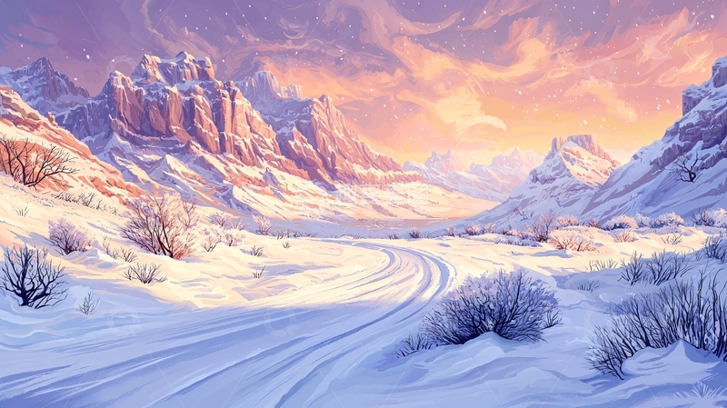 高清大图下载【趣麦麦图】雪山日出美景