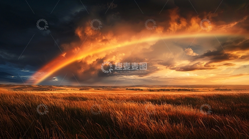 高清大图下载【趣麦麦图】燃烧天空下的麦田