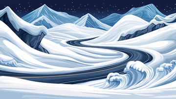 雪山蜿蜒道路