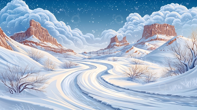 高清大图下载【趣麦麦图】雪山公路景色