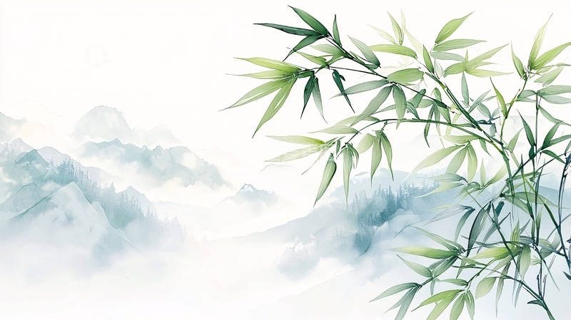 高清大图下载【趣麦麦图】水墨画风竹林山水意境