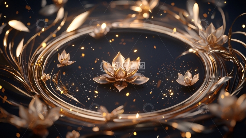 高清大图下载【趣麦麦图】金色莲花环绕的神秘图案