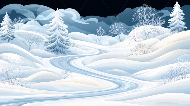 高清大图下载【趣麦麦图】冬日雪景中的道路