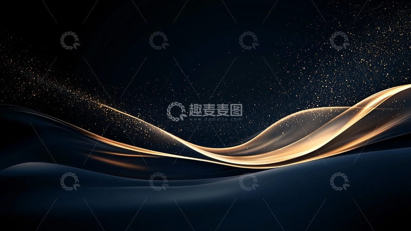 高清大图下载【趣麦麦图】金色波浪星空背景