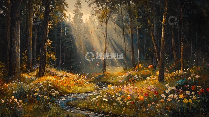 高清大图下载【趣麦麦图】阳光穿过森林的画面